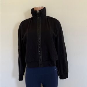 Women's Black Zip-Up Bomber Jacket S no ka oi
